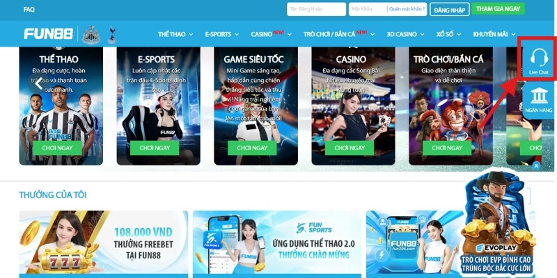 Liên hệ hỗ trợ FUN88 qua kênh chat live tiện lợi